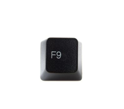 The F9 key from a black computer keyboard