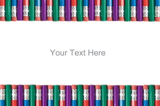 A top and bottom border of alternating pencil erasers and unsharpened tips.