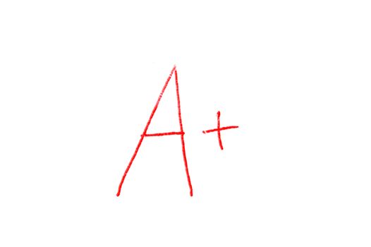 Handwritten Letter Grade A+ written in red ink