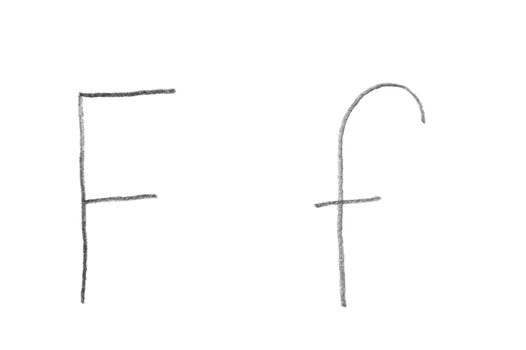 Hand written letter F, both upper and lower case
