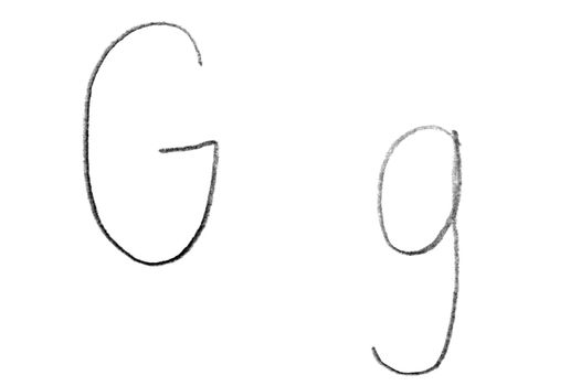 Hand written letter G both upper and lower case