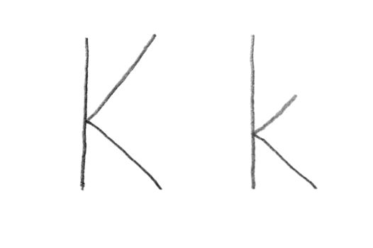 Hand written letter K, both upper and lower case