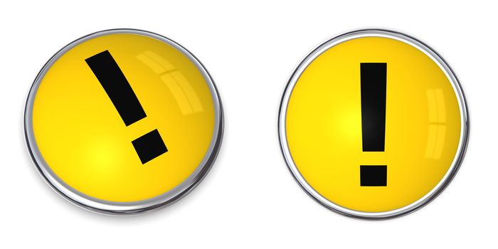 yellow button with black exclamation mark - top and side view