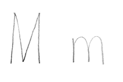 Hand written letter M, both upper and lower case