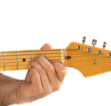 Demonstration of how to play  Am chord on the guitar