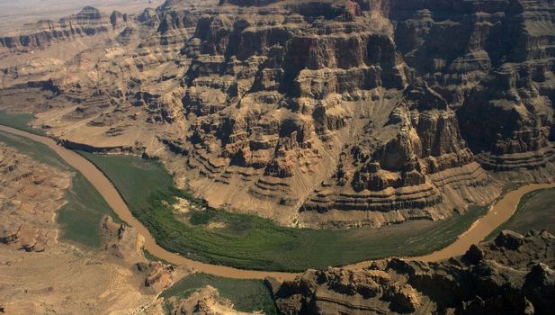 Narrow tile of colorado river in Grand Canyon