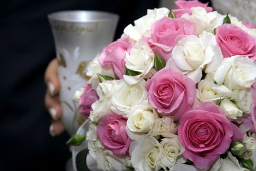 Romantic wedding bunch of pink and white roses