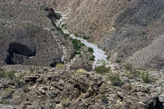 Rocky lifeless mountains in a hot summer