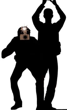 Silhouette of paparazzi photographers