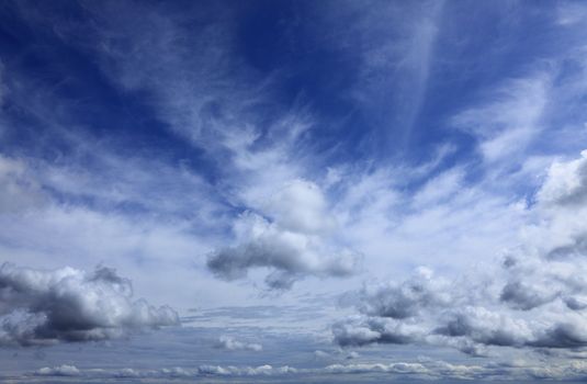 Beautiful blue fluffy cloudy sky in a summer day.