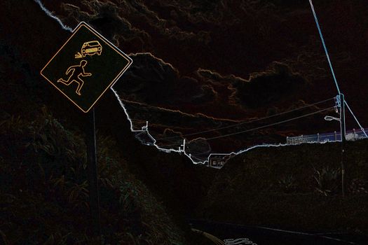 a graphic image of danger sign on a bad bend
