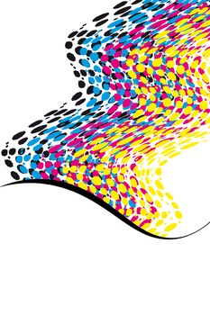 template of wavy CMYK spots with copy space vertical 
