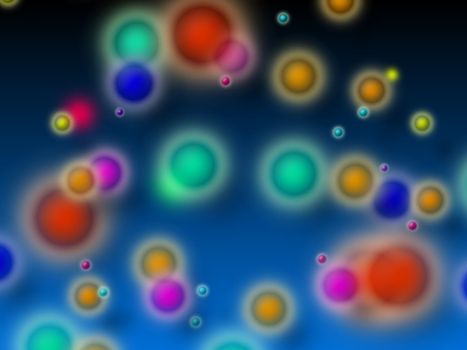 Fun illustration of the multicolored bubbles blue background 