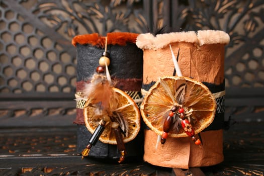 Ethnic African decorated dream catchers made from leather
