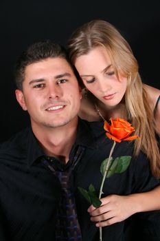 Young couple in love, faces close to one another