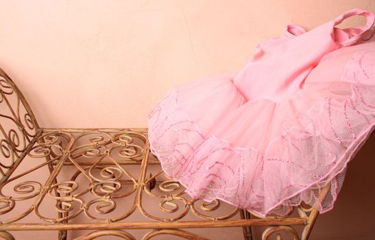 Pink Ballet Tutu on a wraught iron bench