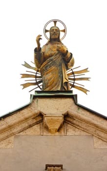 Sculpture of Jesus Christ on the top of the church