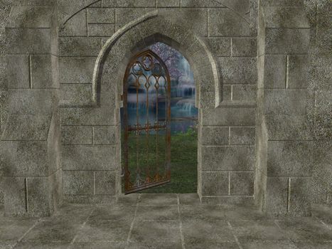 Outside of sanctuary walls with gated open