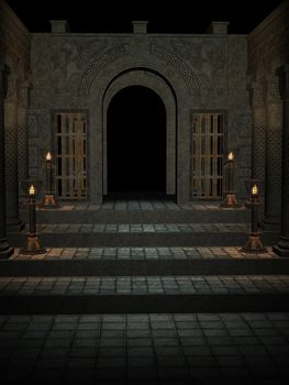 Stairway to open door background