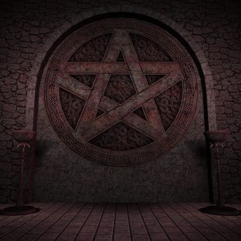 Indoor pentagram background