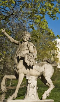 Park sculpture of joyful Centaur