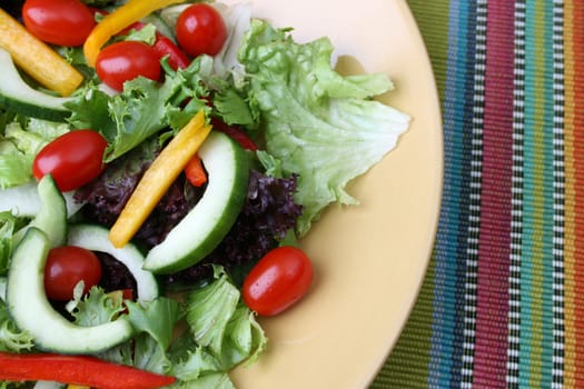 Fresh colorful salad with cherrie tamatoes and cucumber