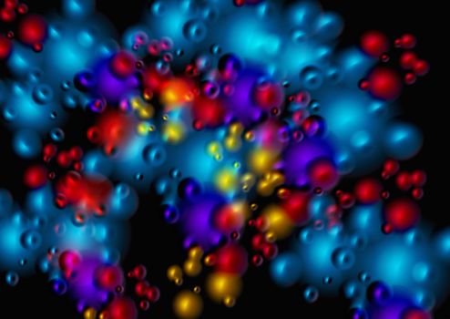 An abstract background in landscape format, representative of irridesant paint splatters.
