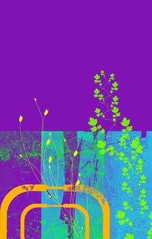 A Portrait grunge styled foliage themed background with space at top of image for copy etc.