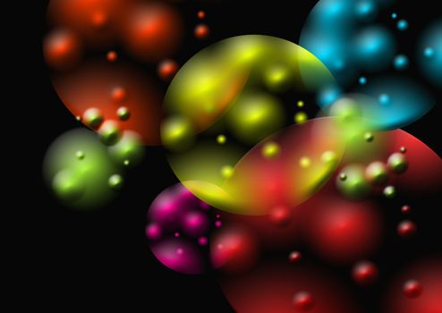 An abstract background in landscape format of abstract bubble type shapes.