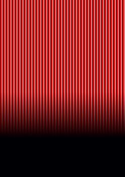 An abstract background of vertical red stripes fading to a curve at the base and merging into black.