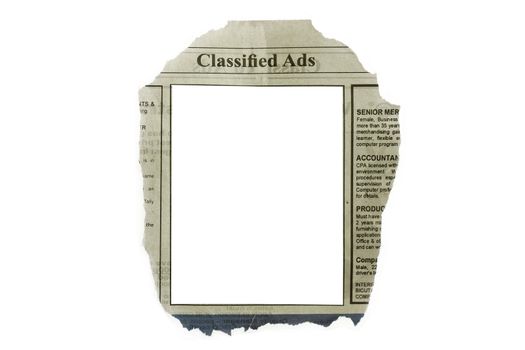 Classified ads isolated in white with blank space for your text.