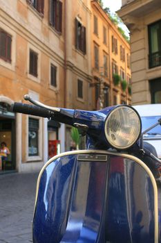 An Italian scooter in the city of Rome.