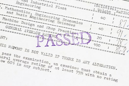 Passed the board examination result - concept for examination being passed.