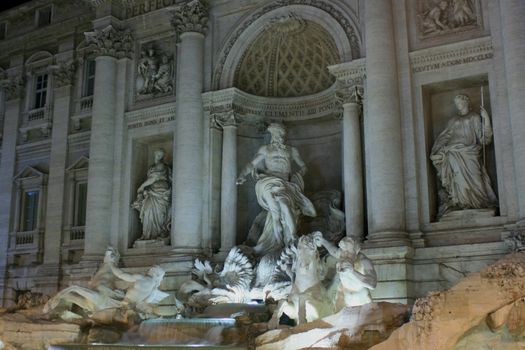 Trevi Fountain Rome, Italy at night.