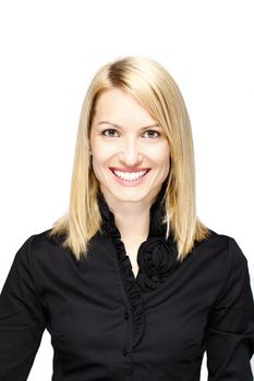 Portrait of a successful,  elegant, atractive, business woman wearing black blouse.