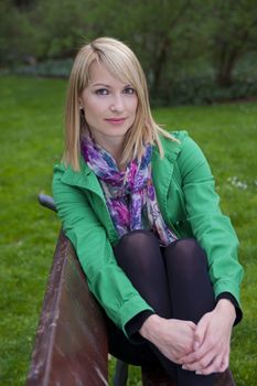 Young attractive woman casually dressed portraited in the park