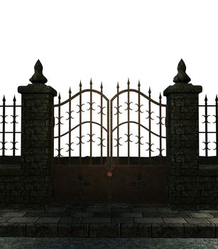 A Fantasy gate on a white background