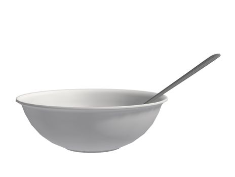 A white bowl with a spoon
