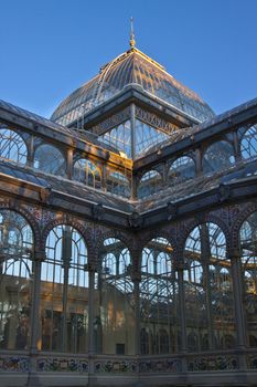 Palacio de Cristal in Retiro city park, Madrid, Spain