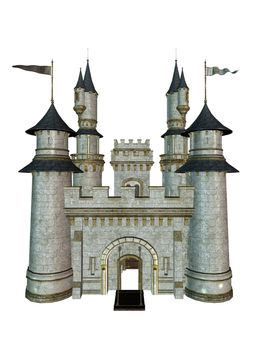 Fairytale story castle on a white background