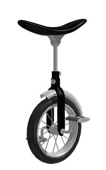 a one-wheeled unicycle driven by pedals, used in a circus 