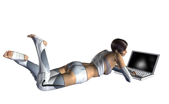 Sci fi woman laying down