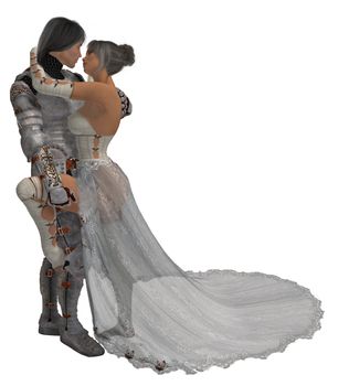 Knight in shining armour with his queen