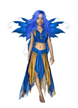 Blue and yellow fairy standing up