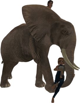 Boy and girl on an elephant