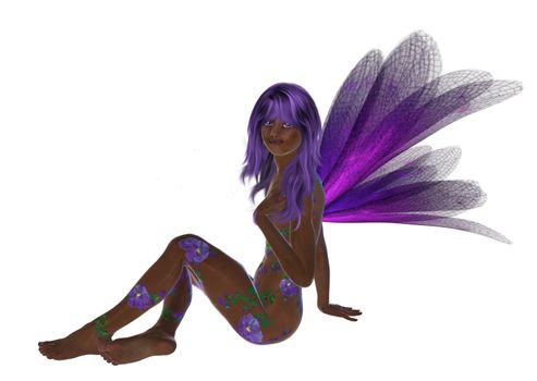 Purple flower fairy sitting