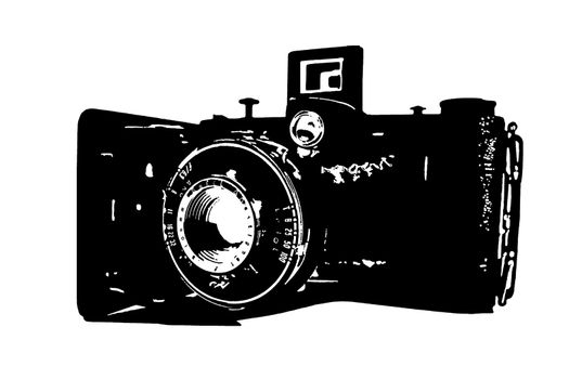 Silhouette view of old Kodak Astigmatic camera and lense
