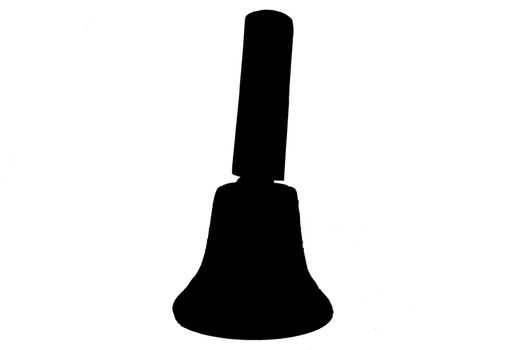 Silhouette of old school yard bell with woden handle