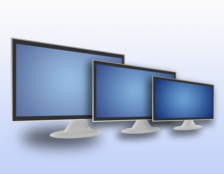 three LCD TV or plasma of different size