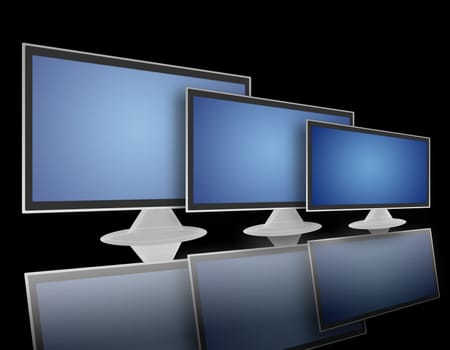 three LCD TV or plasma of different size